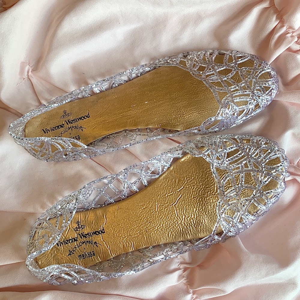 Vivienne Westwood Anglomania x Melissa Sparkly Clear Ballet Flats